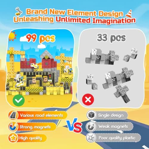 iKidiki Mini Magnetic Blocks 99PCS, Travel Magnetic Blocks Construction — view 2