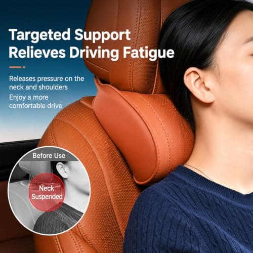 Universal Memory Foam Car Headrest Neck Pillow, Ergonomic Memory Foam Car Headrest Pillow, Soft Ergonomic Support Auto Neck Cushion for Long Road Trips & Daily Driving, Relieve Driving Fatigue，Gray — view 2