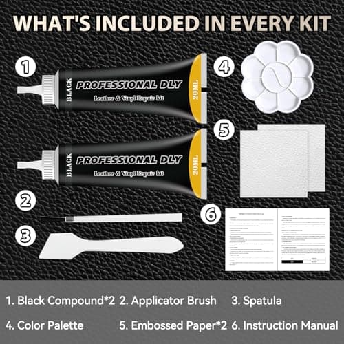 Black Leather Repair Kit for Furniture, Leather Car Seat Repair Kit, Easily Restore Car Interior, Sofa, Jacket, Restore Any Material with Super Easy Instructions to Fix Scratches, Tears, Holes — view 4