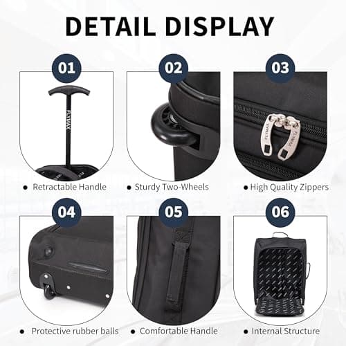 55x40x20 Ryanair Cabin Bag Hand Luggage Lightweight Suitcase Approved Carry on Luggage 1.4kg 44L Black — view 4
