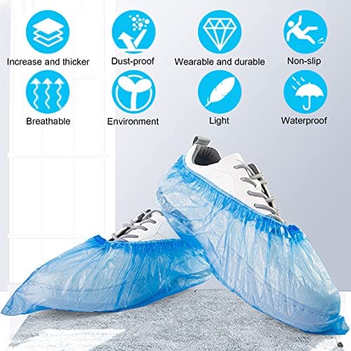 flintronic 40PCS PE Plastic Shoe Covers, Disposable Shoe Covers, Eco-Friendly Shoe Covers, Waterproof Non-slip Dust Covers, Suitable for Keeping Shoes/Floors/Carpets Clean and Tidy-20 Pairs/Blue — view 3