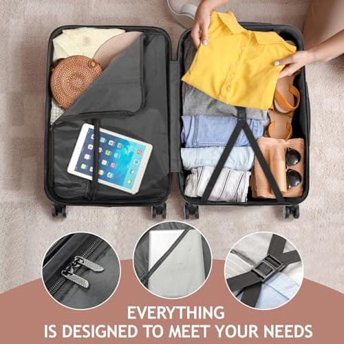 Karl home Lightweight Suitcase Set, 3-Piece ABS Hard Shell Luggage with 4 Spinner Wheels & Resilient Handle, Durable Cabin Suitcase for Travel, (Rose Gold, 20/24/28) — view 5