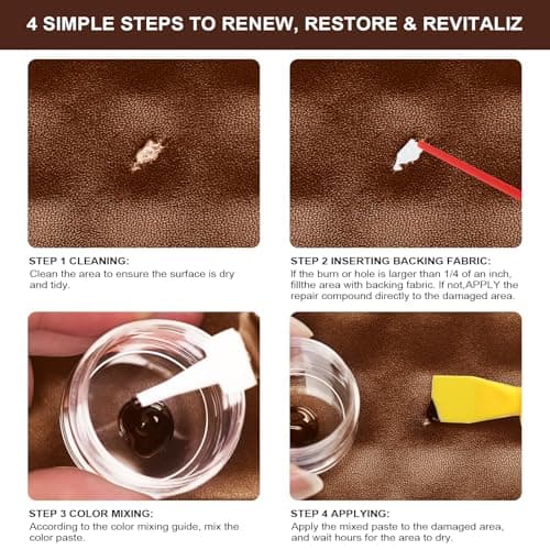 STARTSO WORLD Leather Repair Kit for Furniture, Brown Leather Seat Repair Kit for Car Interior, Car Seats, Sofa, Jacket and Purse, Restore Any Material with Super Easy Instructions — view 6