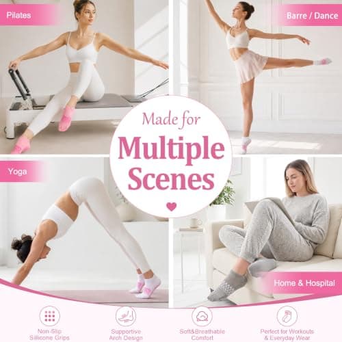 Toes Home Pilates Grip Socks for Women 4-7, Yoga Non Slip Grippy Socks — view 6