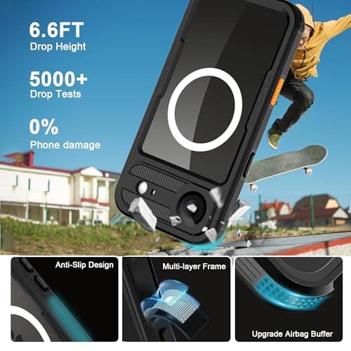 ShellBox Case for iPhone 17 Air Waterproof Magnetic Phone Cover, IP68 Full-Body Protection, Military-Grade Shockproof & Built-in Screen Camera Button Lens Protector, Underwater Filming, Black — view 3