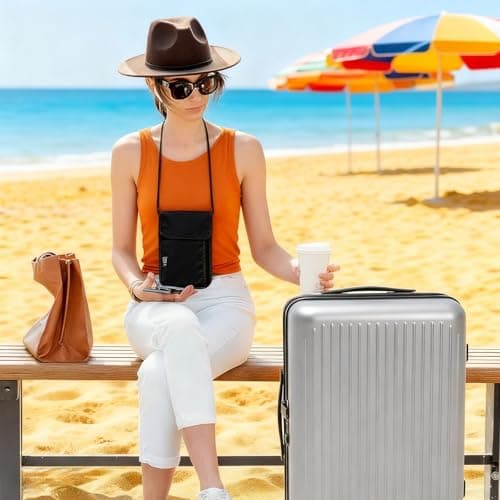Ousuwo Waterproof Anti-Theft Travel Neck Pouch – Unisex Blocking Shoulder Bag for Passport, Smartphone, Credit Cards, Money & Coins | Secure Hands-Free Crossbody Mobile Phone Pouch — view 6