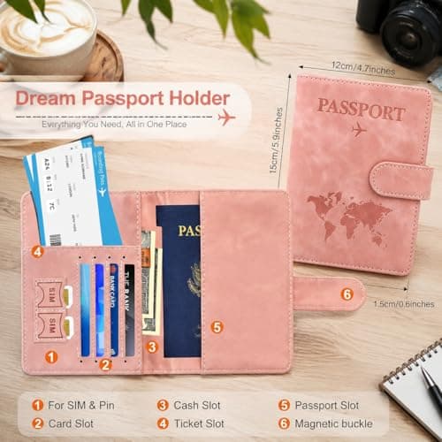 ALLGAYER Pink & Blue Passport Holder - 2 Pcs PU Travel Document Case — view 2