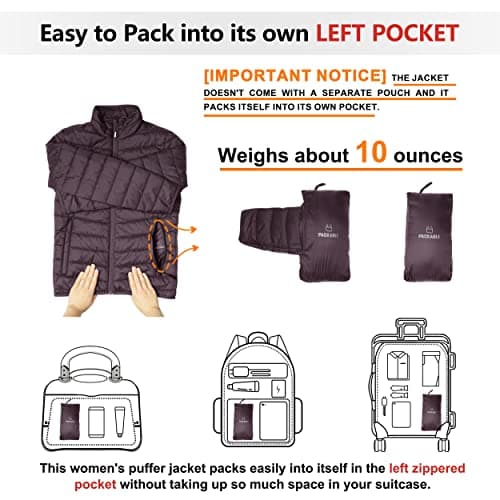 Outdoor Ventures Women's Packable Puffer Jacket Lightweight Quilted Jacket — view 2