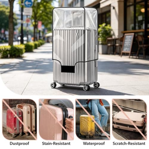 IONEKIUK 28in Clear PVC Suitcase Cover, Waterproof Large Suitcase Cover — view 5