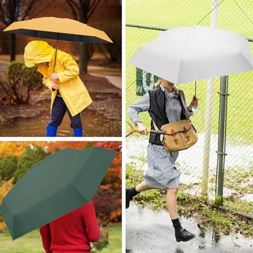 WoRuyKot Mini Travel Umbrella, 6 Ribs Mini Umbrella, UV Foldable with Capsule Box, Travel Waterproof and Windproof for Men and Women (White) — view 4