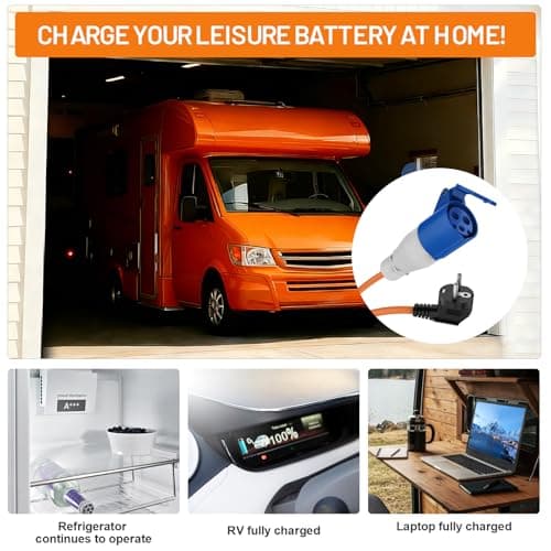 FDTEK European Hook Up Adapter, 16A EU Plug Caravan Electric Adapter IP44, 30cm Heavy Duty Converter, Motorhome Essentials for Camping, Campervan, Motorhome & Boats — view 2