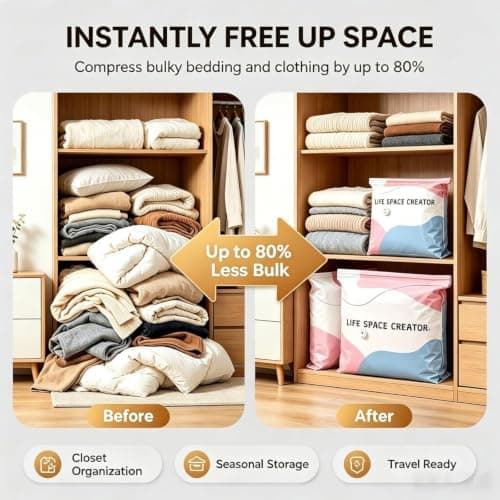2PCS No Pump Vacuum Storage Bags, 2027 New Large Cube Vacuum Seal Bags, Press & seal, No Pump Needed for Jumbo Clothes Bedding, Comforters, Off‑Season Gear (XXL) — view 6