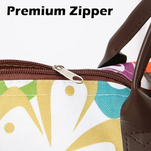 HUANYO Foldable Zipper Tote Bag for Women - Waterproof Reusable Shopping Bag, Portable Travel Beach Gym Bag with Pocket, Compact Foldable Handbag for Shopping, Travel, Holiday, Pool (orange) — view 4