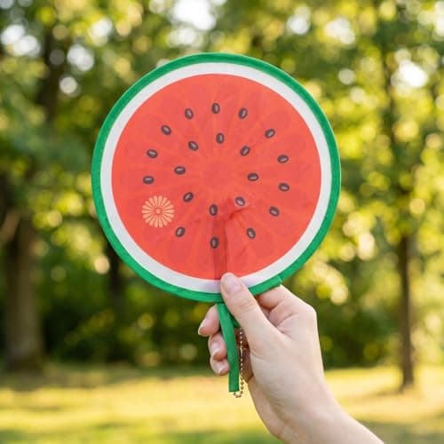 Wulshome 8 PCS Round Folding Hand Fans, Portable Fruit Hand Held Fans Folding Round Pop up Fan for Summer Party Wedding Home Decoration Cooling — view 3