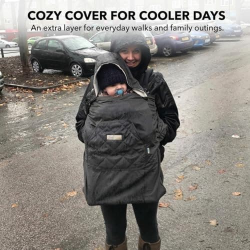 Bebear Winter Cover for Baby Carrier Warm Universal Hoodie Baby Carrier Cover for All Seasons, Dark Grey — view 2