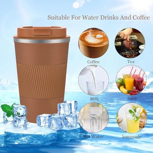 Eastrise Travel Mug,Insulated Coffee Cup with Leakproof Lid,Reusable Travel Coffee Mug,Stainless Steel Coffee Cup for Hot or Cold Drinks(Brown/18oz) — view 4