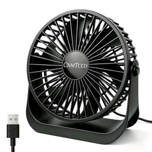 CNMTCCO Desk Cooling Fan, 7inch USB Powered Fan for Bedroom, 3 Speeds Quiet Portable Table Fan, 360° Rotatable Personal Mini Desk Accessories for Home Office Travel