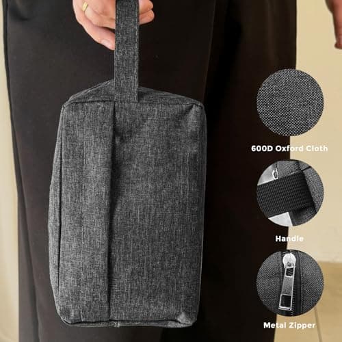 Woobroo Travel Toiletry Bag for Men and Women, Portable Travel Wash Bag Water-Resistant Shaving Bag Makeup Bag with Handle Dopp Kit for Toiletries Accessories Cosmetics Brushes — view 2