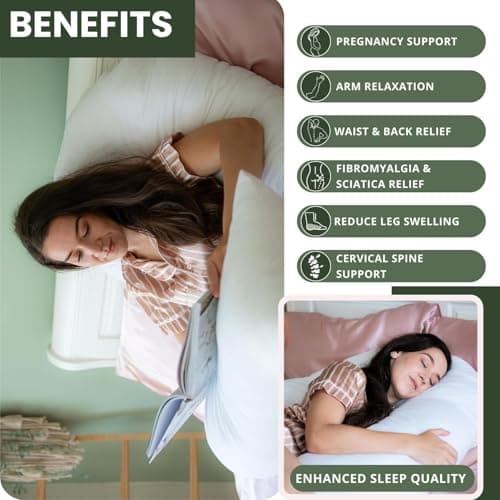 Bedding Home White 9ft U Shaped Pregnancy Pillow | C Shape Full Body Support Pillow For Side Sleepers | Back Support Cuddle Cushion Maternity Long Pillow (9ft, White) — view 3