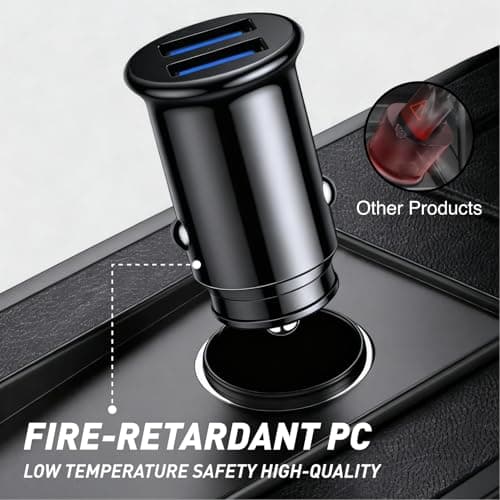 AYHYHLJZJ 2 Pcs Dual USB Car Charger, 15 W/3.1A Fast Car Charger Mini Cigarette USB Adapter Quick Charge for iPhone 17 Pro/16/15/14/13/12, Samsung Galaxy S25/S24/S23/S22/S21/A17/A16/A56/A55/A36 — view 3