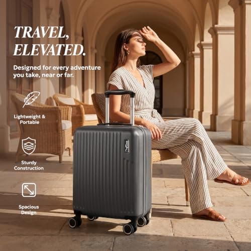 LUGG 15inch Vacay Suitcase ABS Luggage, Aluminium Trolley Handle, 360° Spinner Wheels, Water-Resistant & Durable Material - Airline Compatible (45 x 20 x 33cm) — view 2