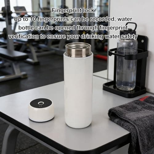 YUEHISY Smart Water Bottle with Fingerprint Lock, Double Layer Stainless Steel Bottle, Stores 10 Fingerprints, for Gym Office, 450ml — view 4