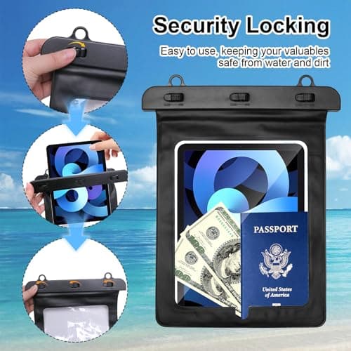 Universal Waterproof Case, Tablet Transparent Water Resistant Protective Case for IPad Samsung Huawei for New iPad 9 8 7 iPad Air 2 Huawei MediaPad T3 Samsung Galaxy Tablets Up to 10.2 inch — view 3