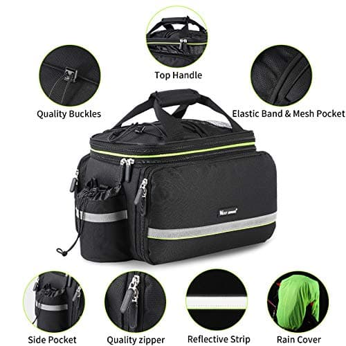 35L Bike Storage Bag Double Side Pannier Bags,Waterproof Cargo Rack Pack Saddle Bag Shoulder Bags with Rain Cover for Riding ,Multi-function Bicycle Rear Seat Trunk Panniers Pouch Cycling Accessories — view 6