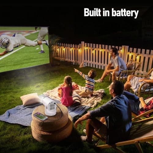 MENDUNER Mini Portable Projector with 6000mAh Rechargeable Battery, 1080P Supported Outdoor Movie Projector, 180° Rotatable Built in Speaker for Bedroom, Camping, Kids — view 4