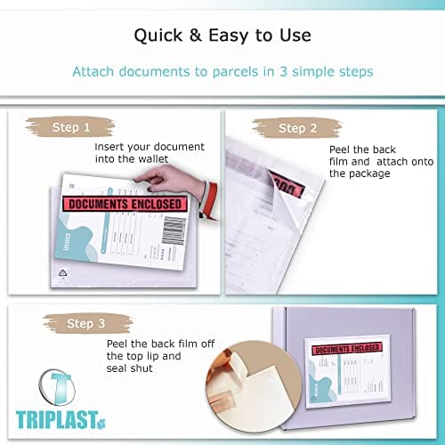 Triplast 100 x A4 Printed Document Enclosed Wallet (328 x 230 mm) | Peel & Seal Clear Plastic Envelopes/Sleeves/Pockets/Wallets | Attach Invoices, Packing Lists & Delivery Notes to Parcels — view 5