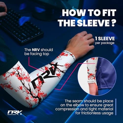 NRV Gaming Compression Sleeve (Sakura Edition) – Enhanced eSports Performance with Japanese Style – Developed by Pros – Durable, Breathable, and Frictionless, red, XL — view 4