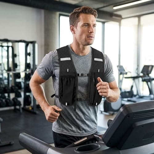 Running Vest with Water Bottles, Hydration Pack for Trail Running and Hiking, Adjustable Storage Compartments with Reflective Details for Outdoor Activities, Black Colour One Piece — view 5