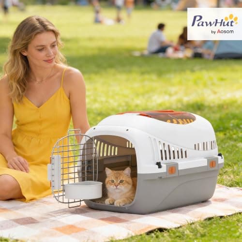 PawHut Plastic Cat Carrier Top Load for Small Dogs and Cats 49 x 32 x 31 cm — view 2