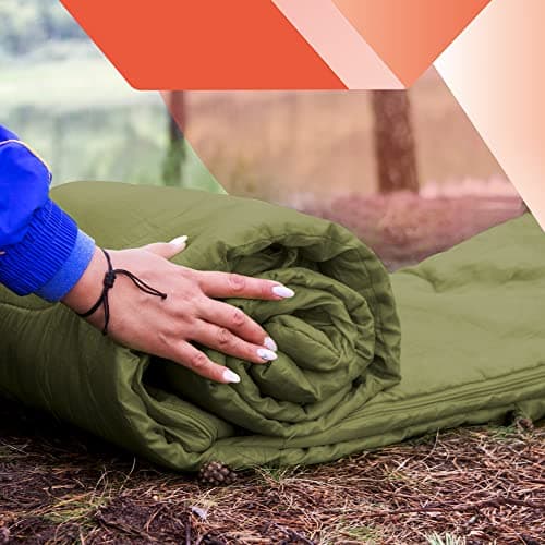 azark Premium Double Sleeping Bag, 350GSM, Lightweight and Waterproof, 4 Seasons of Camping, Hiking and Outdoors, Sleeping bag for Adults & Kids (Green) — view 6