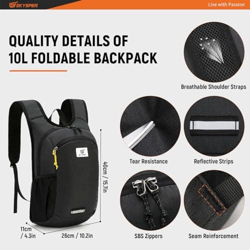 SKYSPER 10L Hiking Backpack Lightweight Packable Back Pack Small Travel Daypack for Women Men Foldable Outdoor Rucksack — view 4