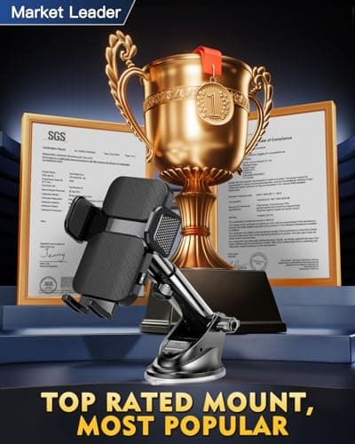 Military-Grade Construction Phone Holders for Your Car【Upgraded Suction & Clip】Cell Phone Mount Stand Universal Automobile Truck Cradle Dashboard Windshield for iPhone 18 Pro Max 17 16 15 Samsung — view 2