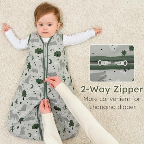 Yoofoss Baby Sleeping Bag 1.5 Tog - 0-6 Months Winter Sleeping Bag Baby 100% Organic Cotton Sleep Sack for Newbron Infant Toddler Warm Soft Fox — view 4
