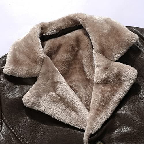 Mens Winter Coat Notched Collar Trench Coats Classic Motorbike Jackets — view 4