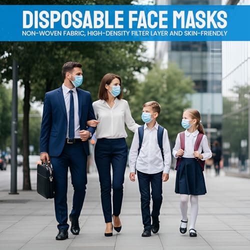 500 Disposable Face Masks 10 Boxes 3-Layer Breathable Soft Ear Loops — view 6