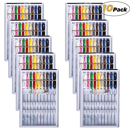10 Boxes (100 Pcs) Travel and Home Quick Fix Sewing Kit Pre Threaded Needle Kit Assorted Color — view 6
