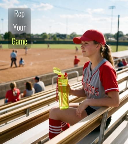 MYFOREST Softball Water Bottle, Lightweight, Quick-Open Gulp Lid/Straw — view 2