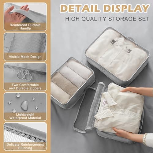 Packing Cubes for Suitcases, 13PCS Multifunction Luggage Suitcase Organiser Bags, Waterproof Travel Packing Cubes for Backpack, Essential Travel Cubes Clothes Shoes Storage Bags (Grey) — view 4