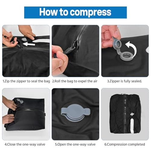 Vacuum Bags for Travel, IP67 Reusable Vacuum Compression Bags Lightweight Storage Bag Space Saver Suitcase Backpack Organizer for Clothes Bedding Luggage (17L) — view 4