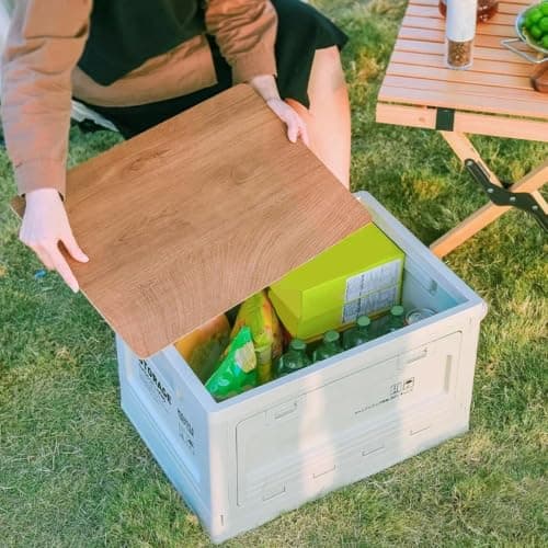 Outdoor Camping Folding Box 50L Foldable Lid Wooden Cutting Board — view 2