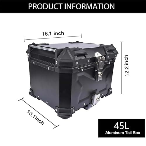 Aptliton 45L Aluminum Alloy Motorcycle Top Case, Waterproof, Dustproof, Shock Resistant, Anti-Theft Lock, Quick Release, Helmet Luggage Storage, Global Mounting for Motorbike/Scooter — view 6