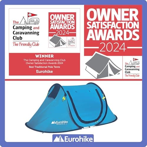 Eurohike Pop 200 Tent for 2 People with Sewn in Groundsheet, 2 Man, Easy to Pitch, Pop-Up Design, Lightweight (Blue) — view 2