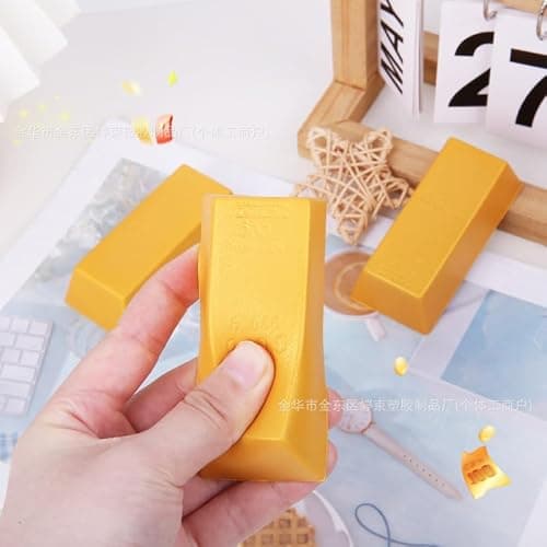 Butter Squishy, Gold Bar Shaped Stress Relief Toy, Soft Squeeze Fidget Toy — view 5