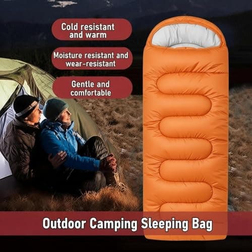 Sleeping Bag for Camping, for 3-4Seasons, Comfortable Adult Blanket, Small Packed Size, Ultralight Carry Bag, Soft, Thick and Warm, for Outdoor Camping, Travel, Hiking. (Orange) — view 6