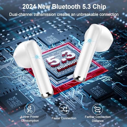 Wireless Earbuds, Bluetooth 5.3 Headphones In Ear with ENC Noise Cancelling Deep Bass Mic, 50H Bluetooth Earphones, Ear Buds Headphones IP8 Waterproof Touch Control for iPhone/Android/Samsung — view 2