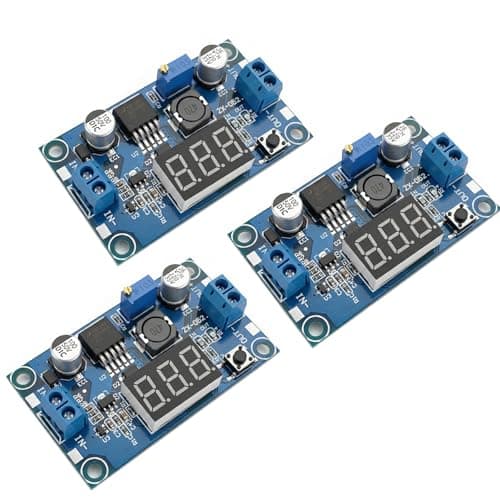 LYLANMO LM2596S Adjustable DC-DC Buck Converter Power Supply Module with Digital Voltage Meter Display Input 4-40V Output 1.25-37V 3A (Pack of 3)